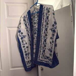 Floral Blue and White Kimono